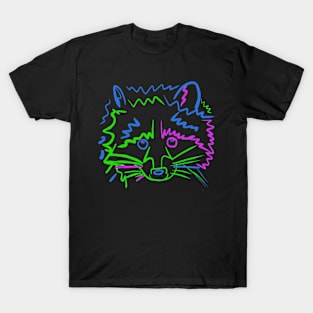 Neon Raccoon Outline T-Shirt